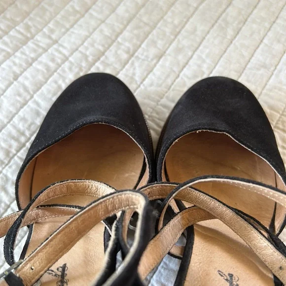 Free people Remi suede black leather platform Mary jane chunky block heels 40 - Picture 14 of 16